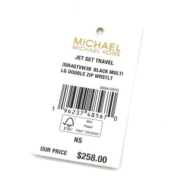 Michael Kors Large Double Zip Wallet Wristlet Black Multi - Picture 9 of 9